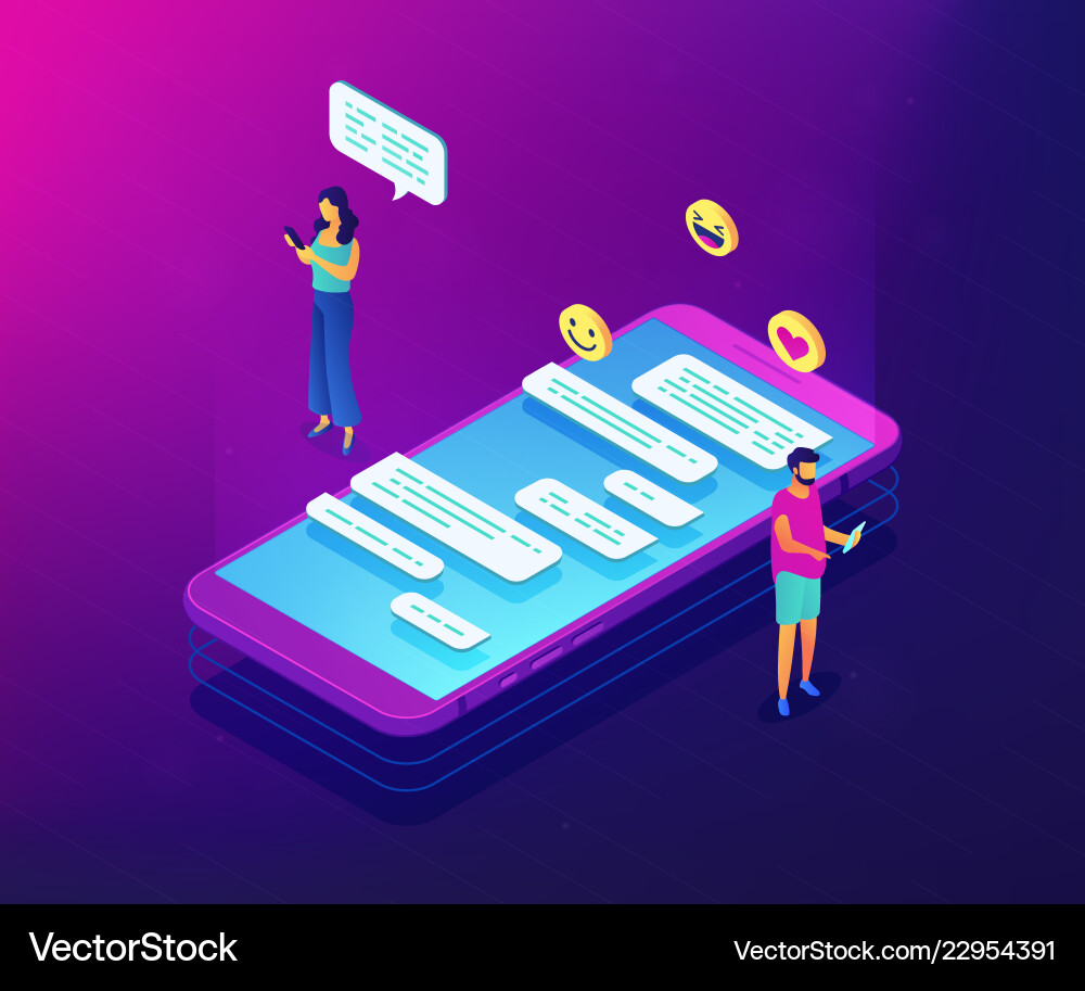 Messaging application isometric 3d concept Messaging application isometric 3d concept vector image