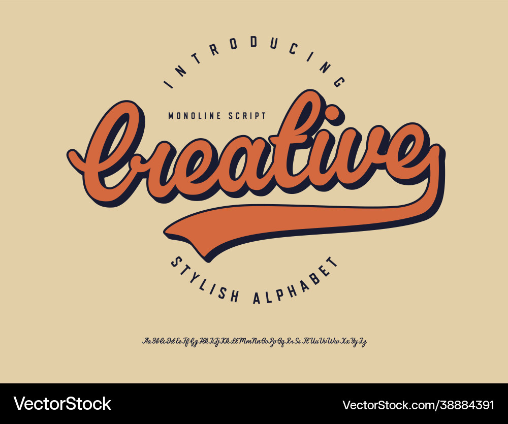 Monoline script font Monoline script font vector image