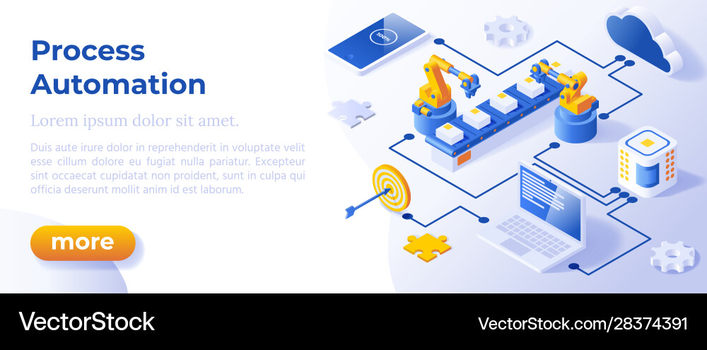 Process Automation Banner - Tech & Robotics vector image