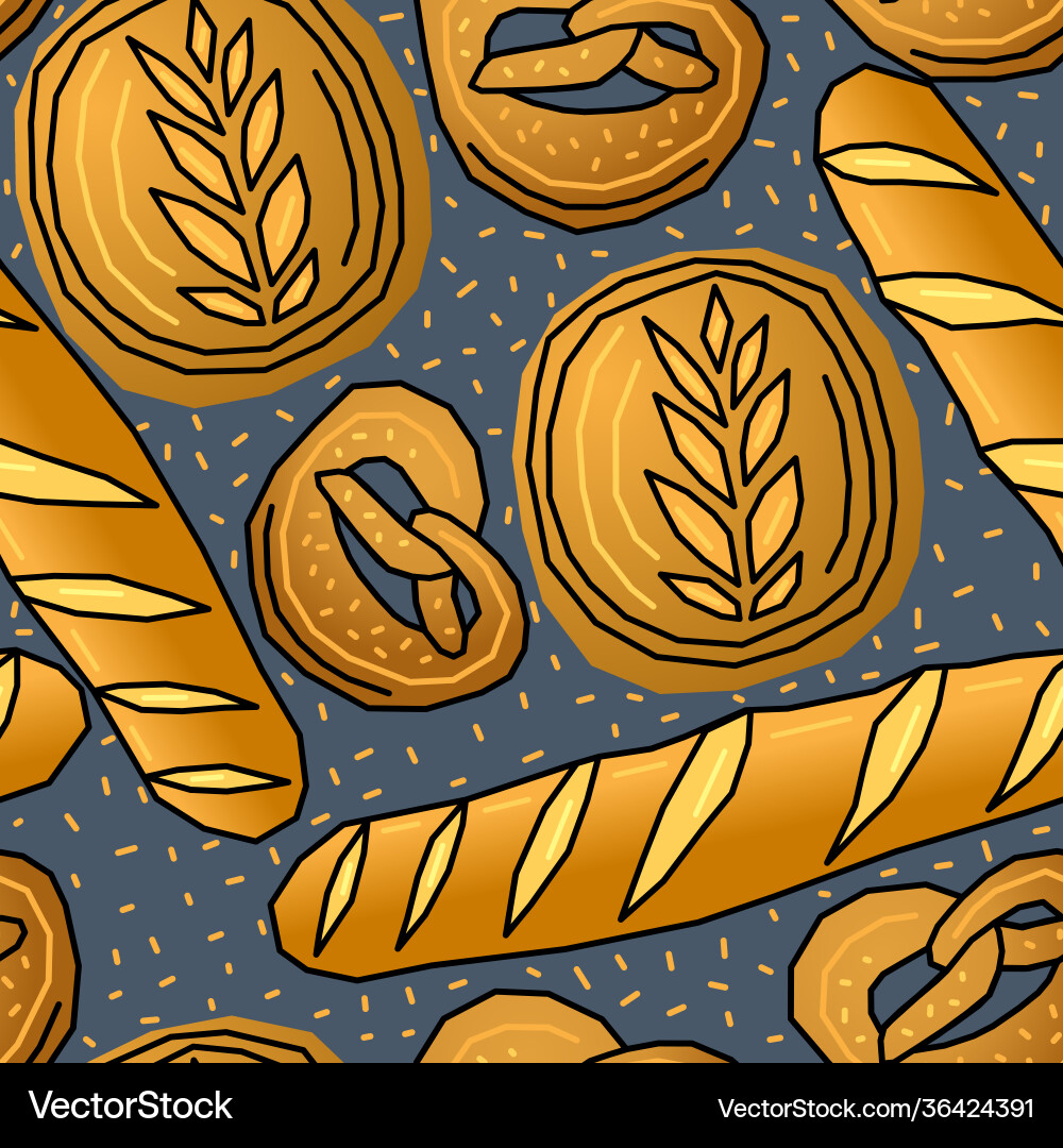 Seamless pattern with different types bread Seamless pattern with different types bread vector image