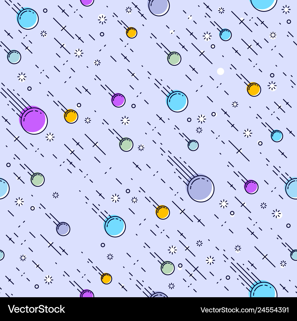 Seamless space background with comets meteorite Vector Image