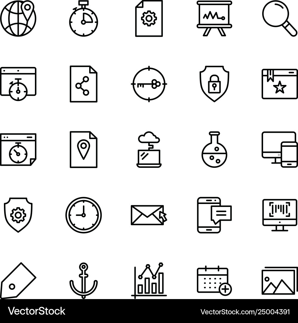 Seo and web line icons set Seo and web line icons set vector image