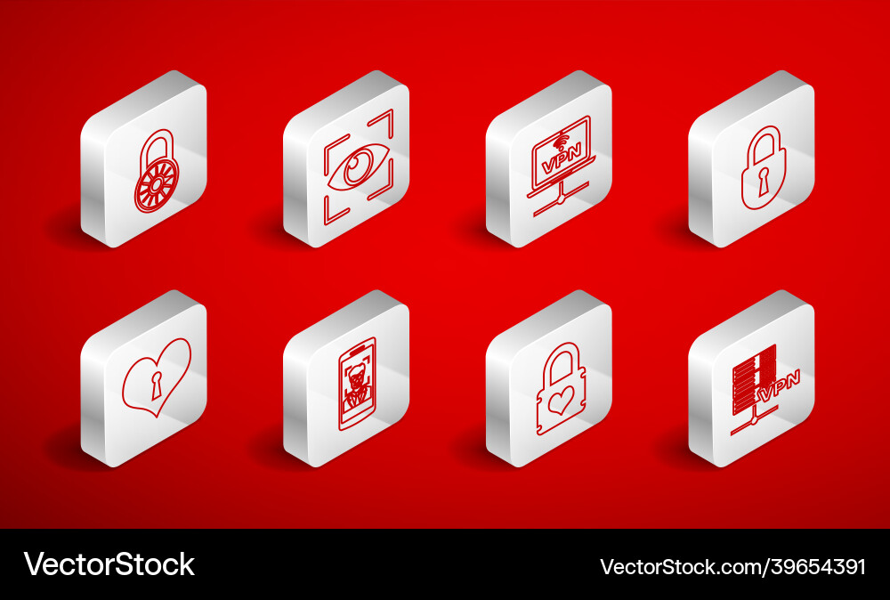 Set line server vpn eye scan computer network Vector Image