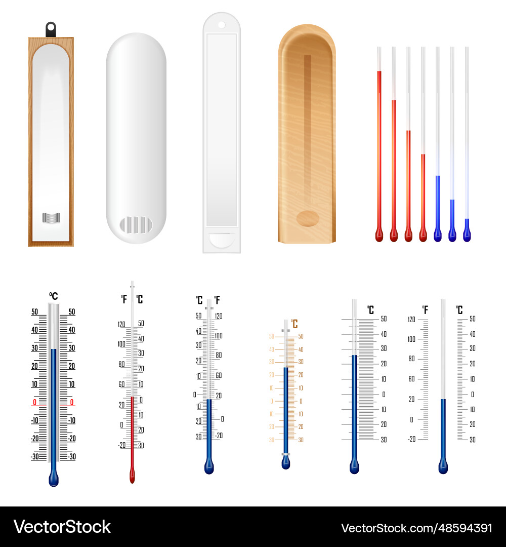 Thermometer mock up realistic set Vector Image