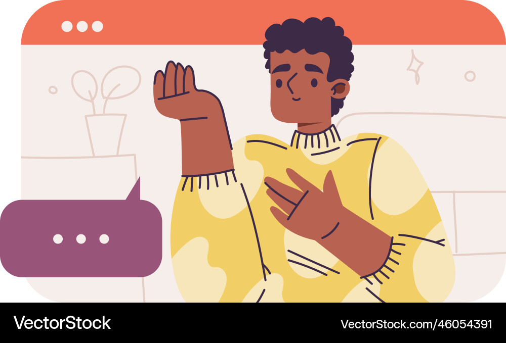 Virtual communication with man character in web Virtual communication with man character in web vector image