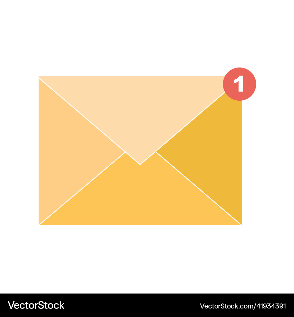 Yellow envelope in the form of an icon with a red Yellow envelope in the form of an icon with a red Vector Image