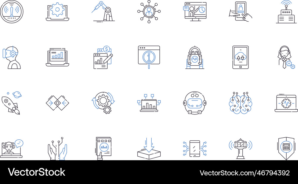Automated processes line icons collection Automated processes line icons collection vector image