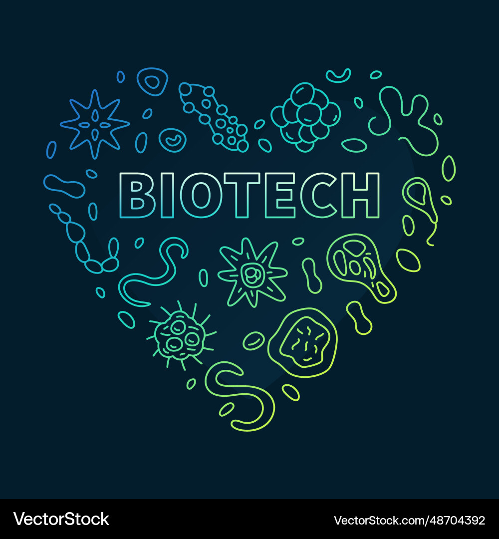 Biotech Herz Konzept Linie farbige Banner Biotech Herz Konzept Linie farbige Banner vektorbild