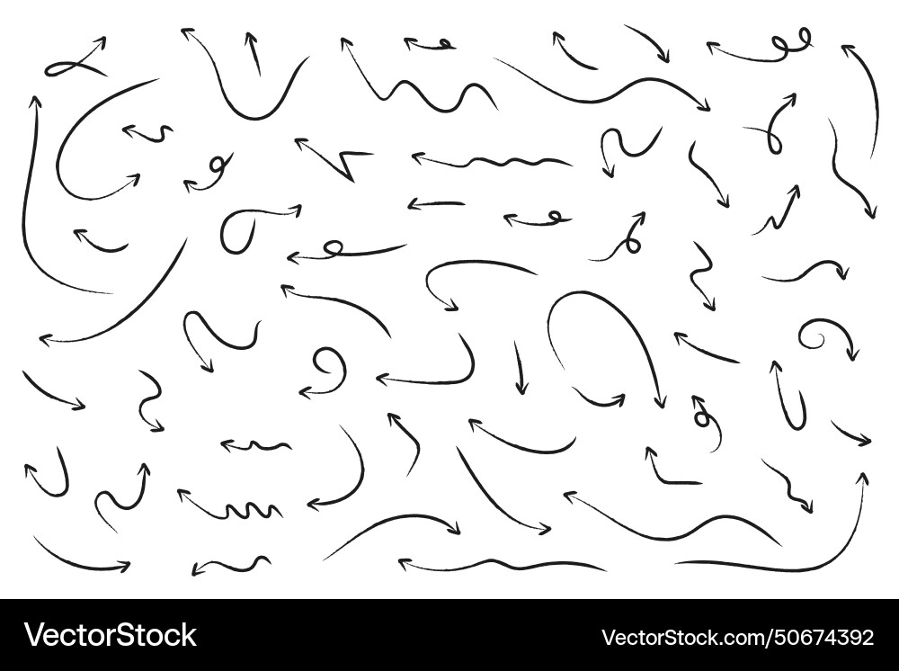 Black arrows set pointer cursor arrow silhouette vector image