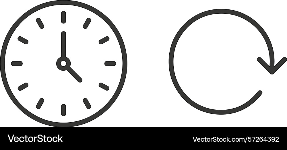 Clock showing time with circular arrow indicating Clock showing time with circular arrow indicating vector image
