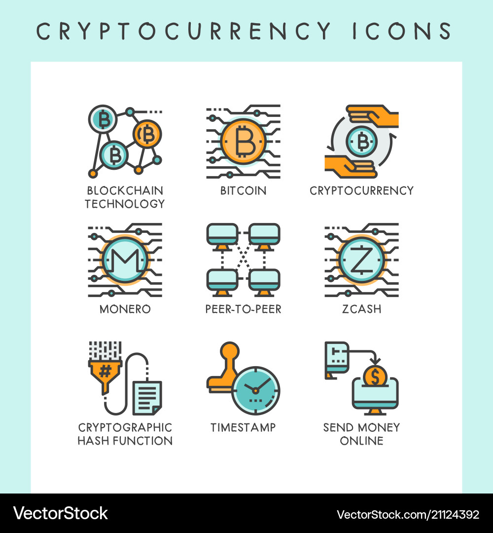 Cryptocurrency icons concept – Royalty-Free Vector | VectorStock
