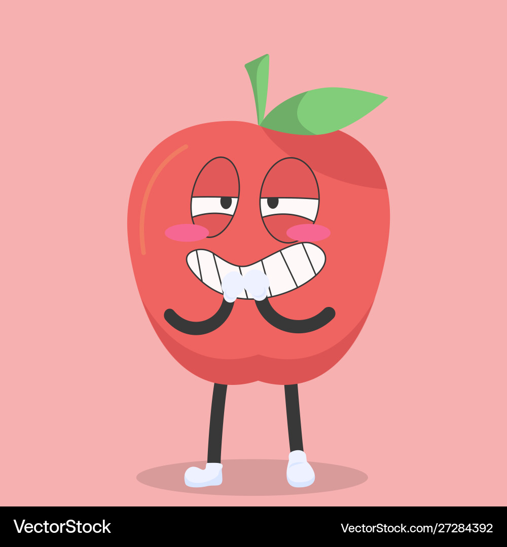 Cute apple character with a mocking expression Cute apple character with a mocking expression vector image