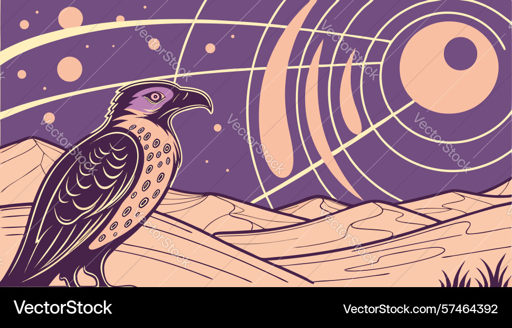 Eagle with abstract radial patterns symbolic art vector image