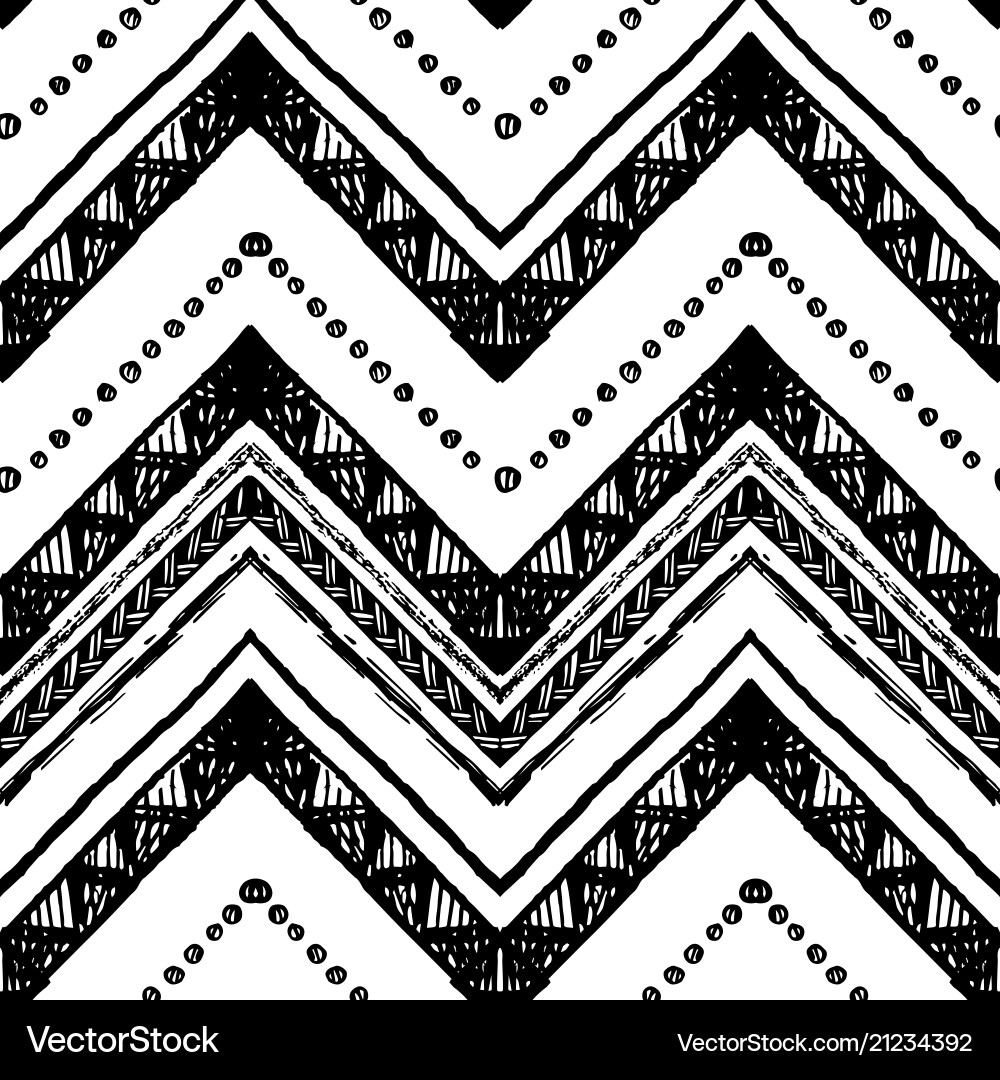 Hand drawn pattern zigzag and stripe line Vector Image