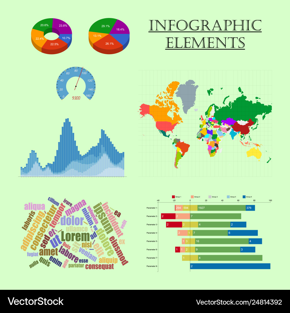Infographic elements set map chart graph Infographic elements set map chart graph vector image
