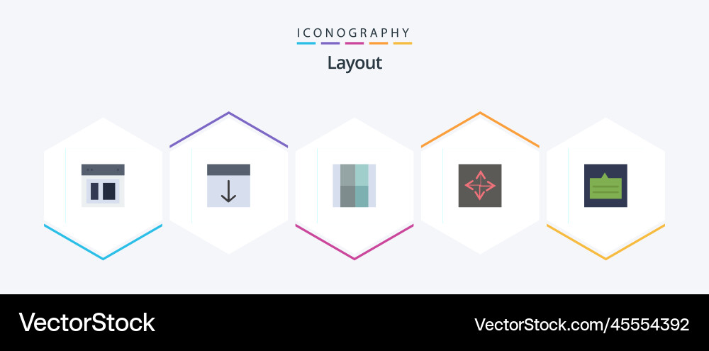 Layout 25 flat icon pack including arrow angular Vector Image