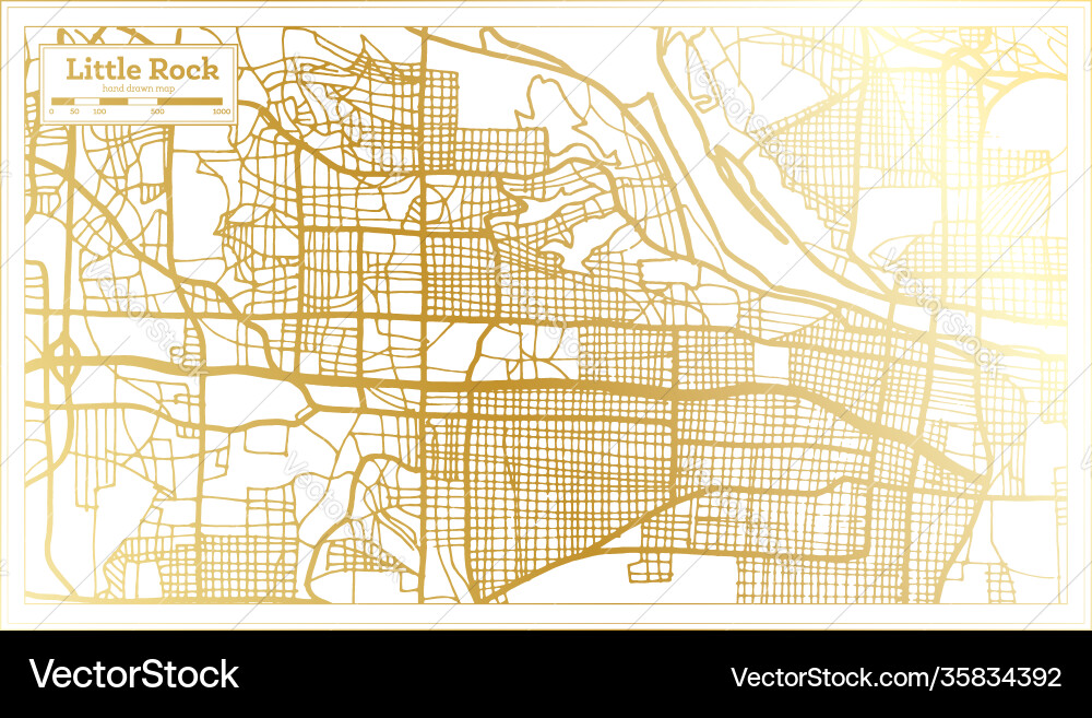Little rock usa city map in retro style golden Little rock usa city map in retro style golden vector image