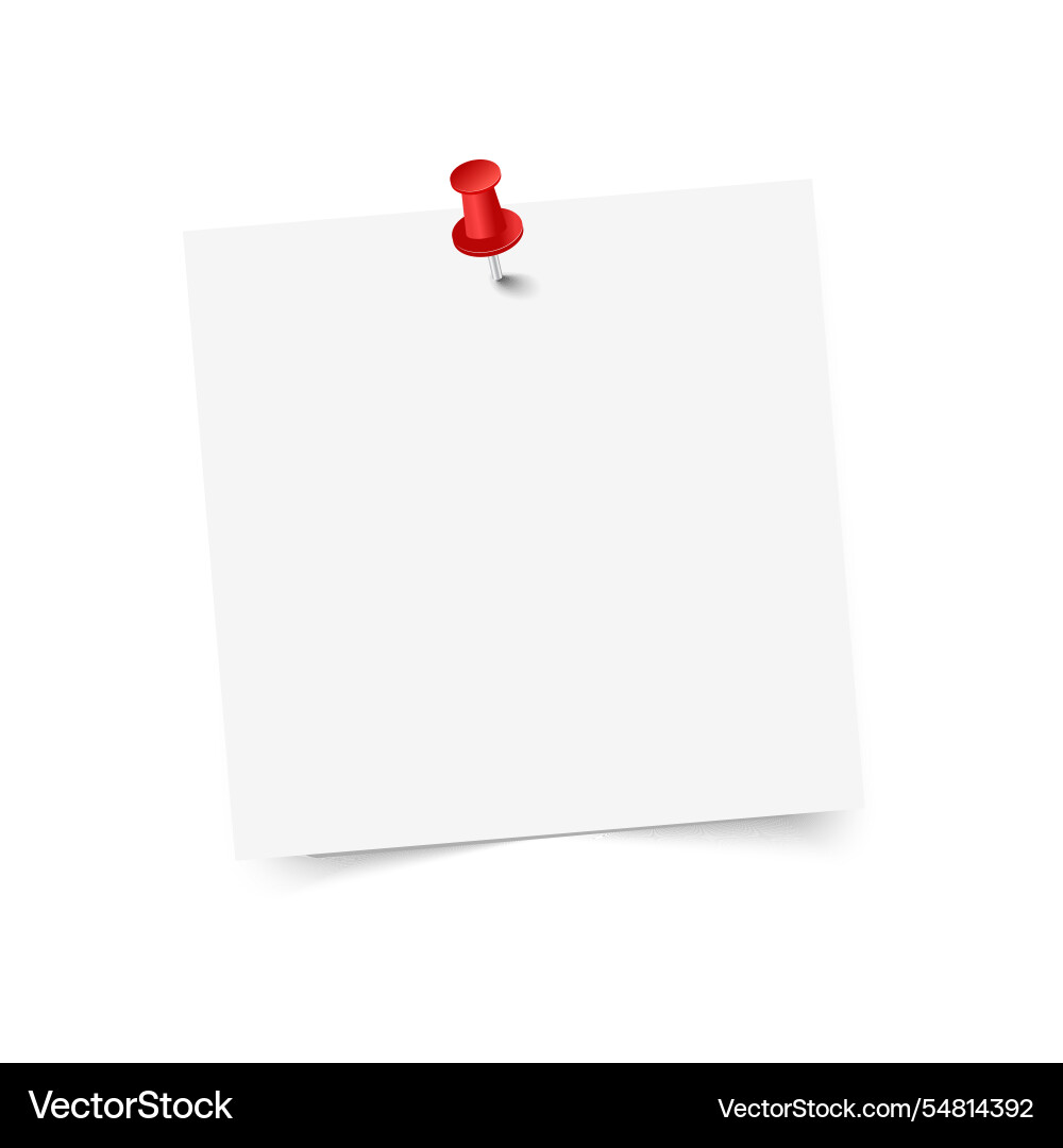 Minimalistic blank sticky note with red push pin Minimalistic blank sticky note with red push pin vector image