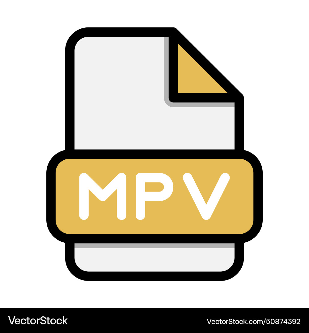 Mpv file icons flat extension icon video Vector Image