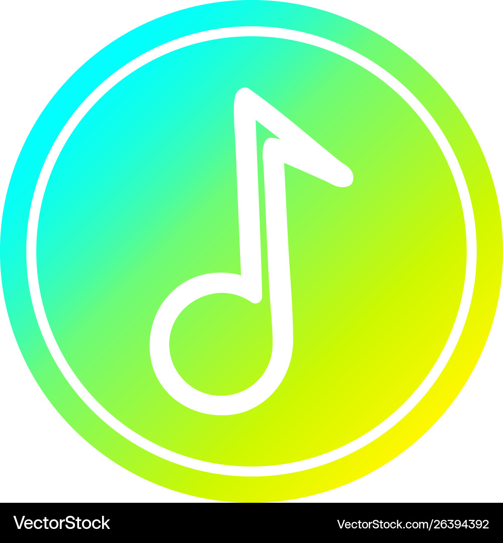 Musical note circular in cold gradient spectrum Vector Image