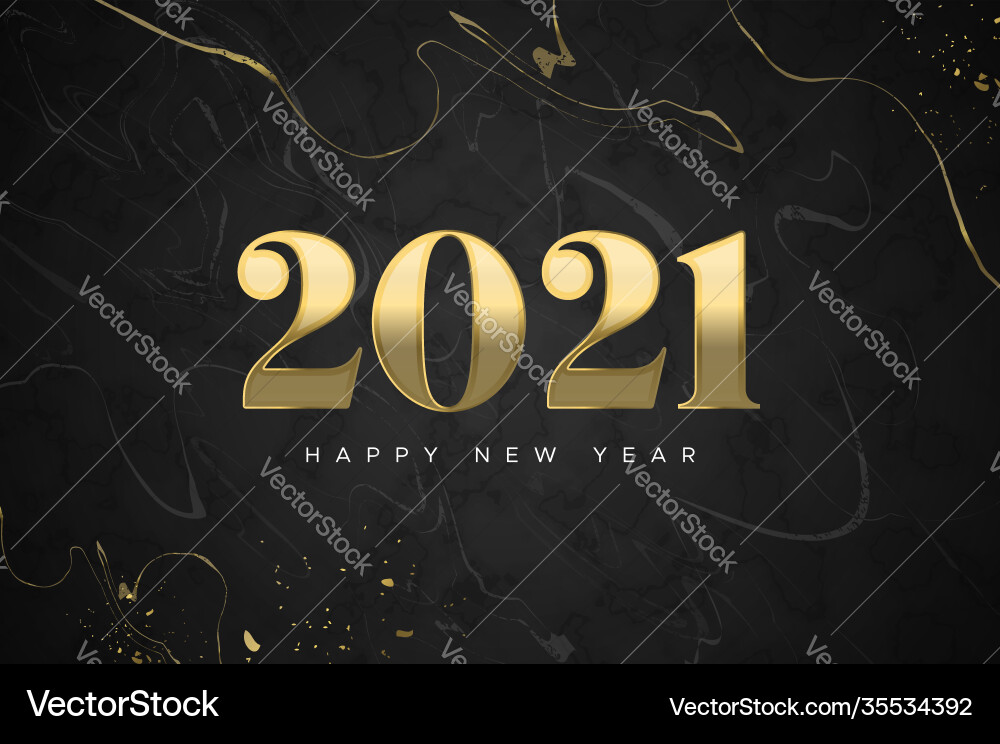 New year 2021 gold black marble luxury card New year 2021 gold black marble luxury card vector image