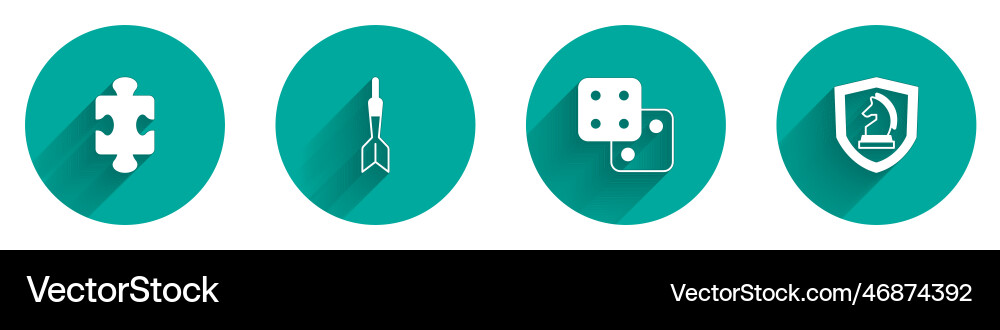 Set puzzle pieces toy dart arrow game dice Vector Image