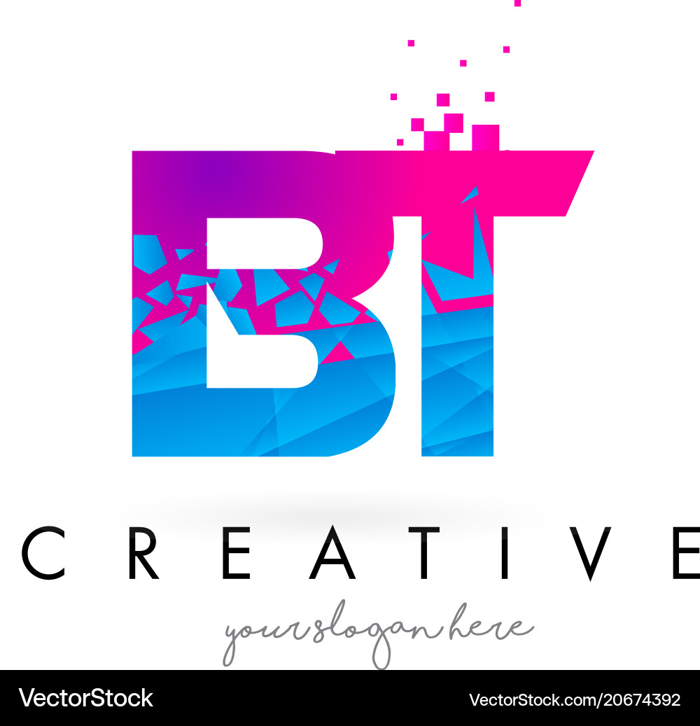 Shattered Blue Letter Logo Vector Image