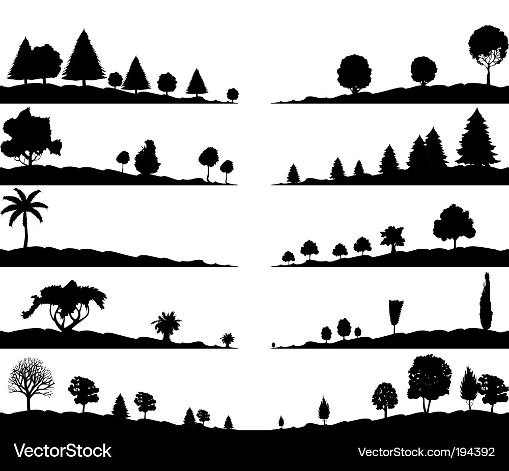 Silhouette Trees Landscape Vector Image