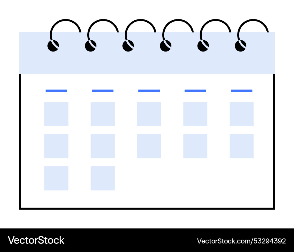 Simple and clean calendar layout with spiral Vector Image