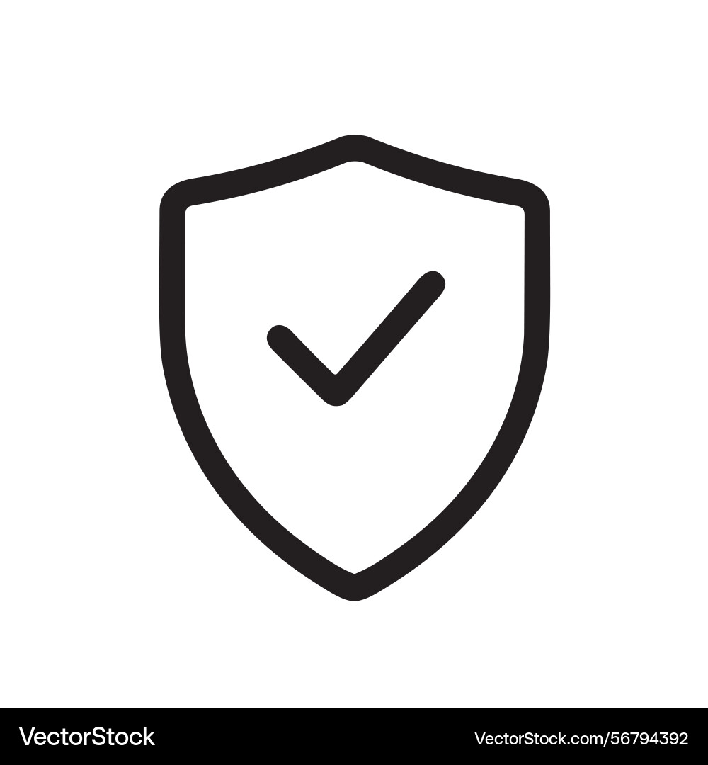 Simple outline shield checkmark tick shape icon Vector Image