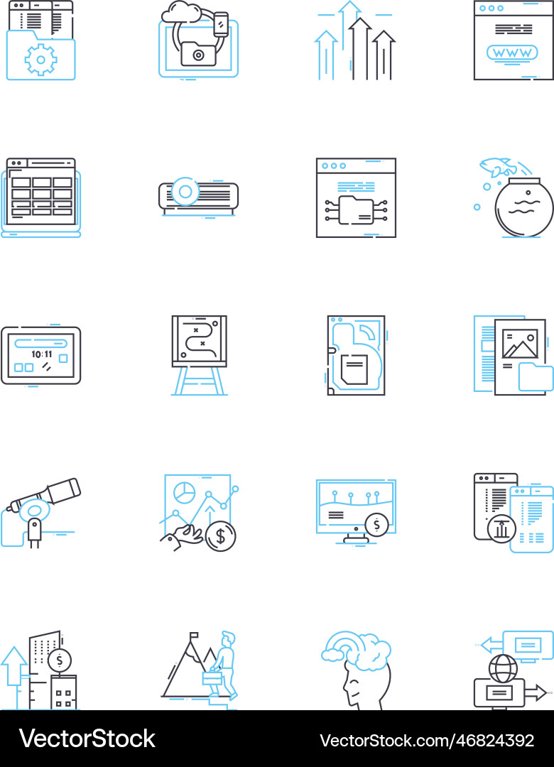 Software engineering linear icons set coding Software engineering linear icons set coding vector image