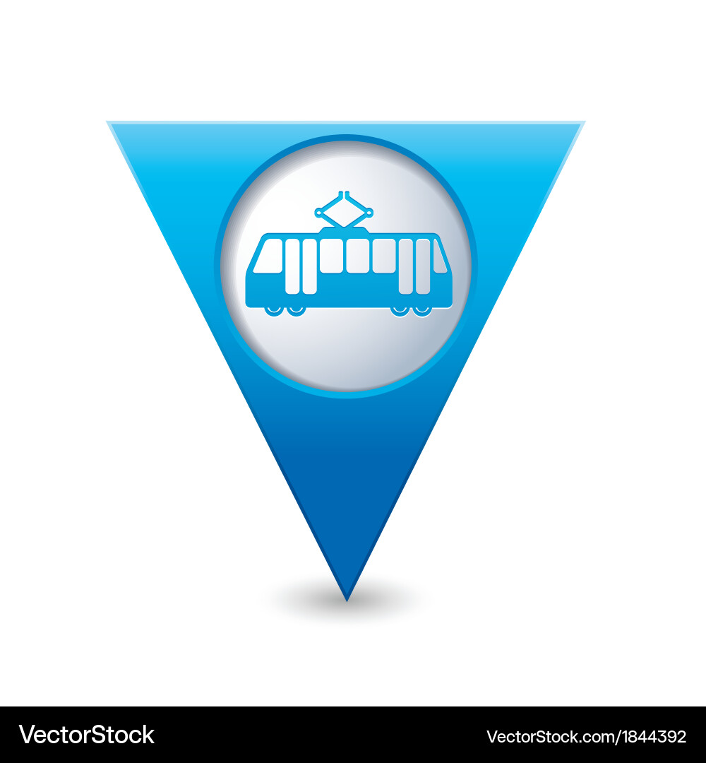 Tram icon map pointer blue Vector Image