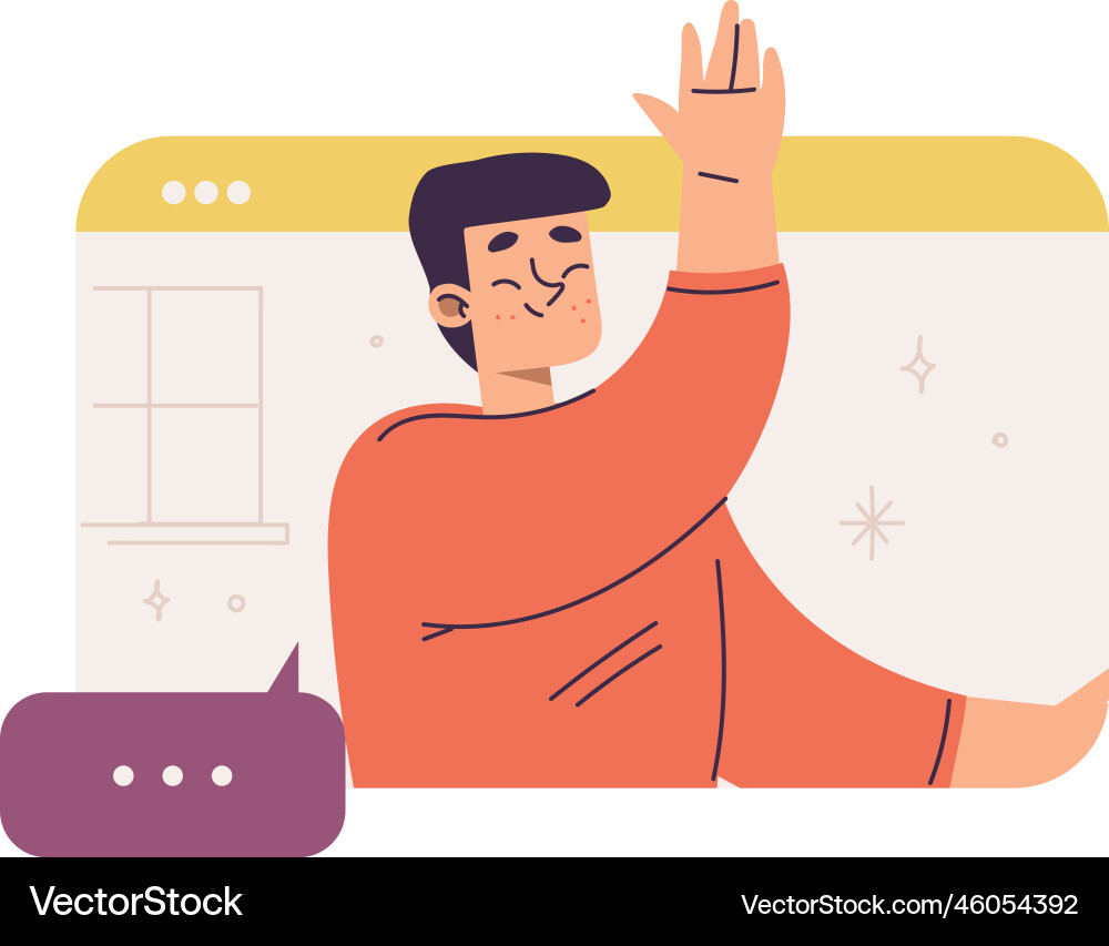 Virtual communication with man character in web Virtual communication with man character in web vector image