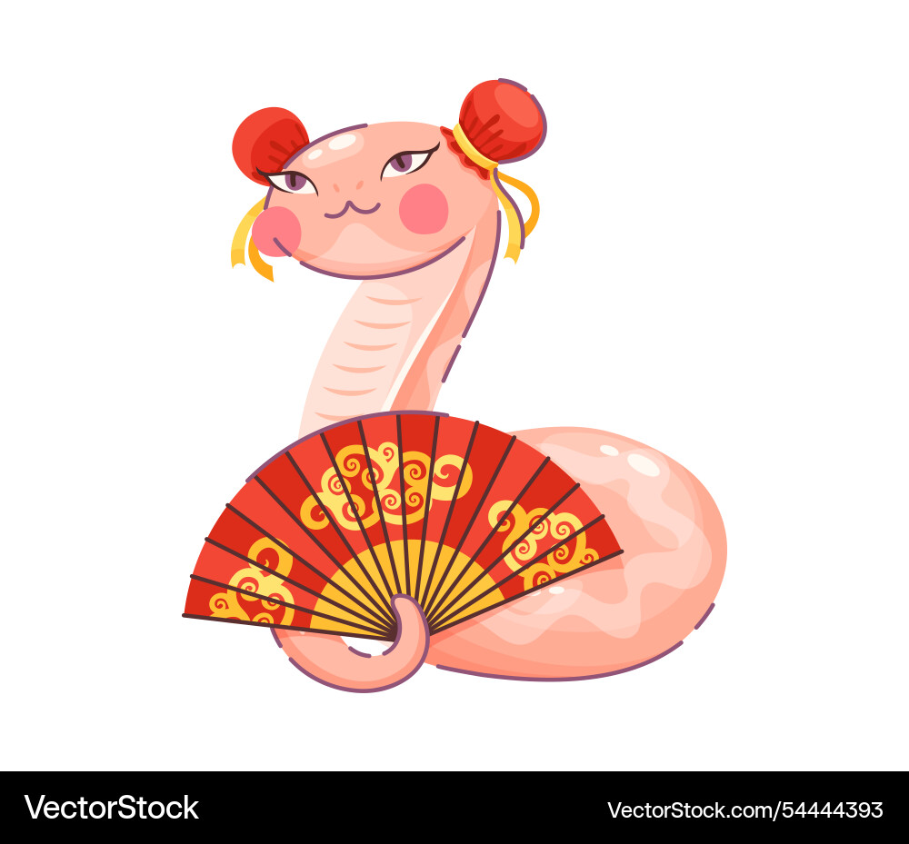 2025 lunar year snake character holding red fan 2025 lunar year snake character holding red fan vector image