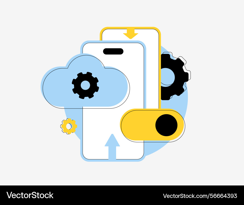 Automated app sync across devices vector image