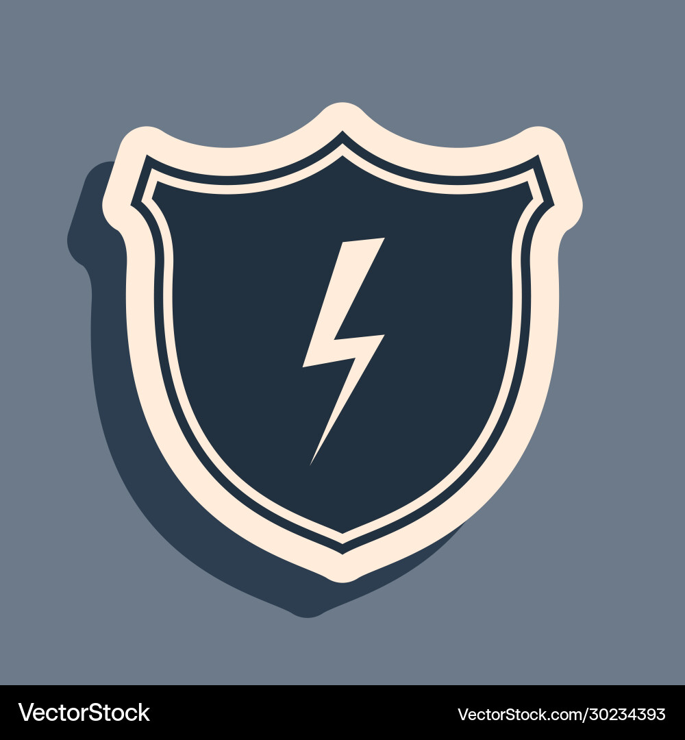 Black secure shield with lightning icon isolated Black secure shield with lightning icon isolated Vector Image