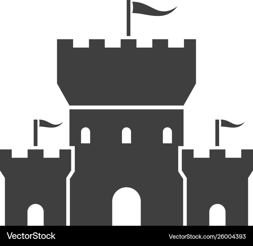 Castle black icon tower with waving flags Castle black icon tower with waving flags vector image