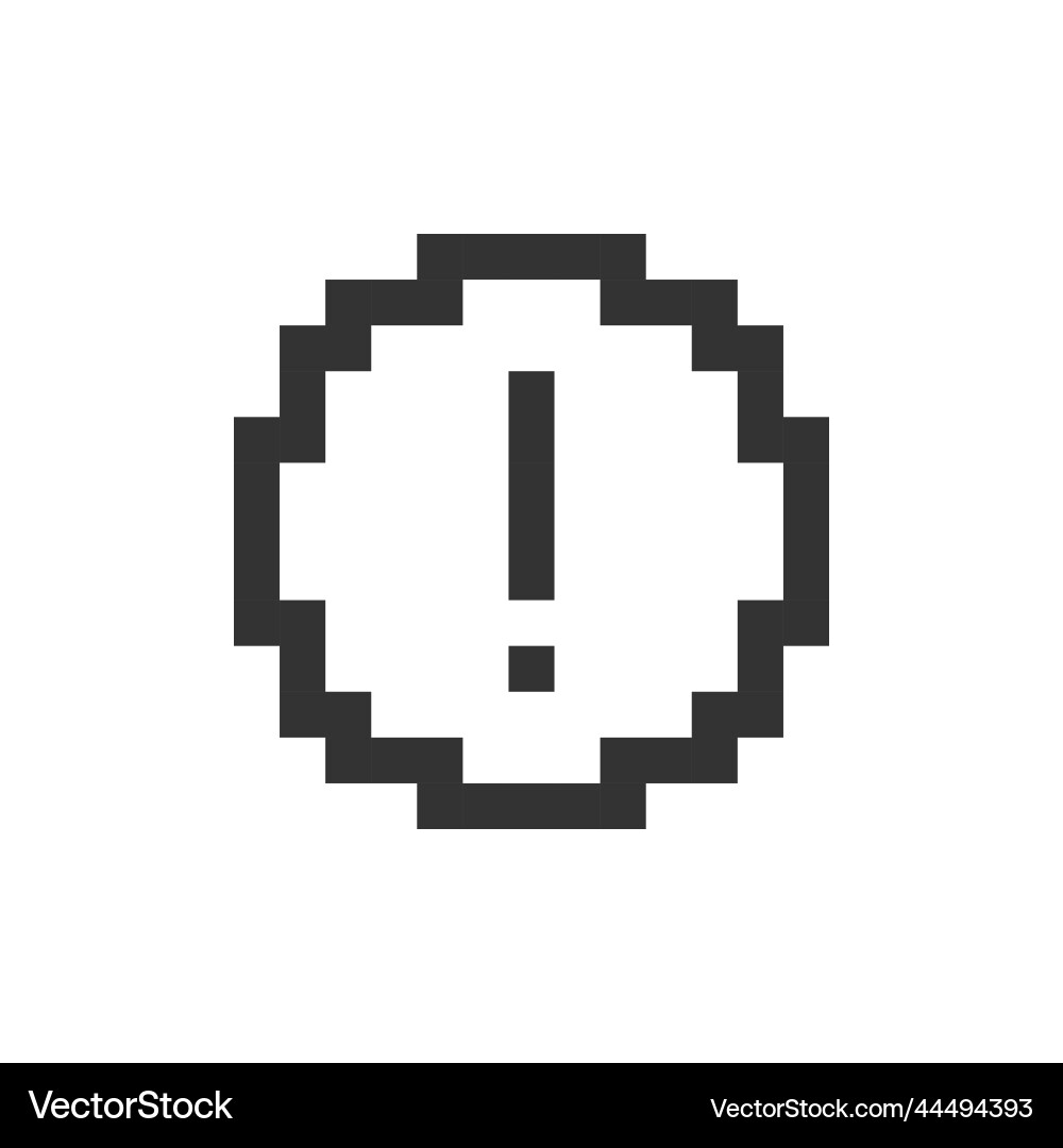 Circular shaped exclamation mark pixelated ui icon Circular shaped exclamation mark pixelated ui icon vector image