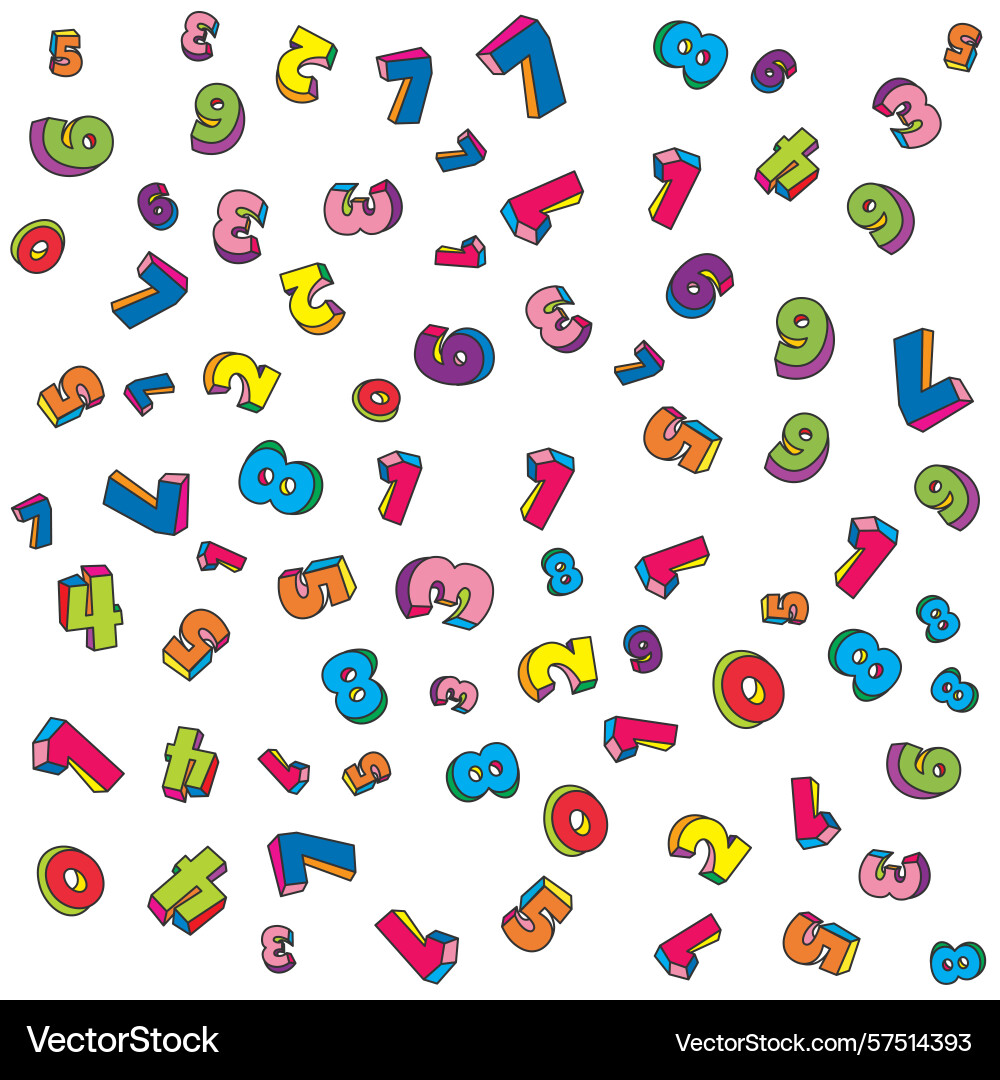 Colorful scattered numbers pattern background Colorful scattered numbers pattern background vector image