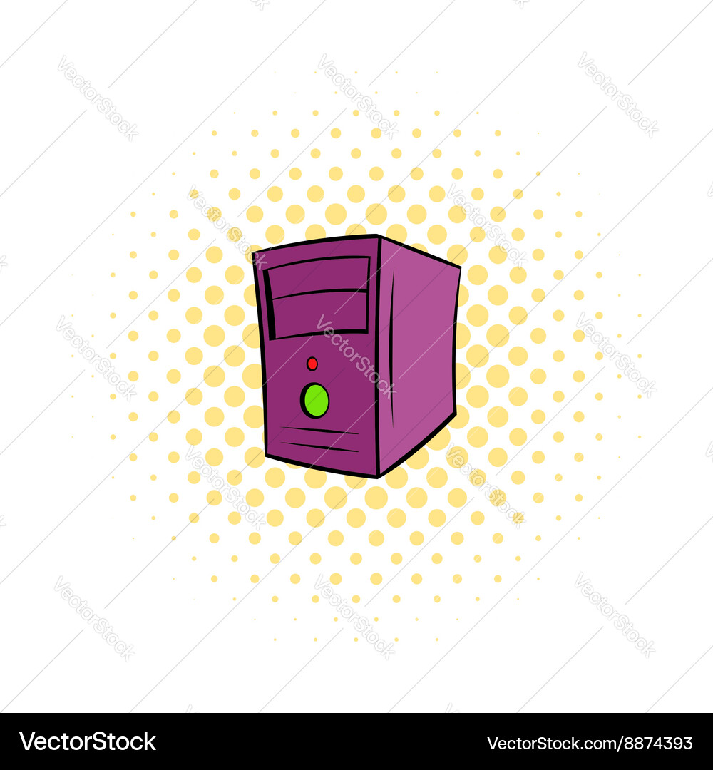 Computer system unit icon comics style vector image