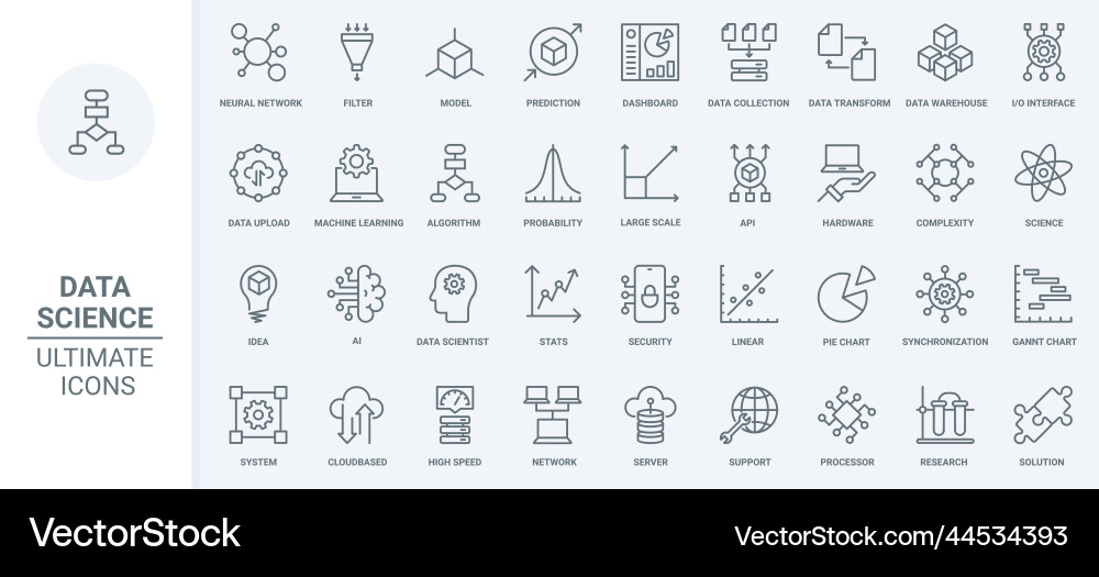 Data analysis neural network innovation Royalty Free Vector