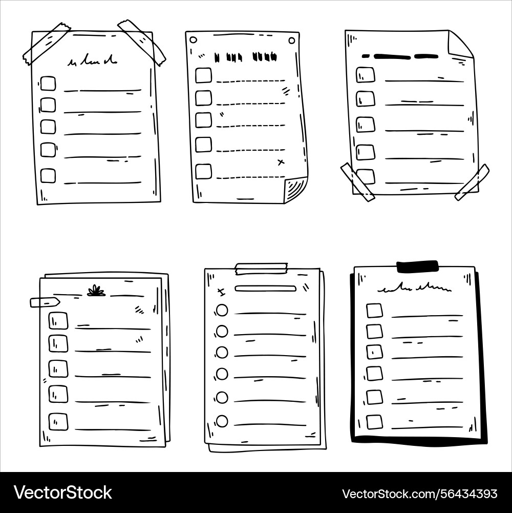 Document note list sketch checklist file Document note list sketch checklist file vector image