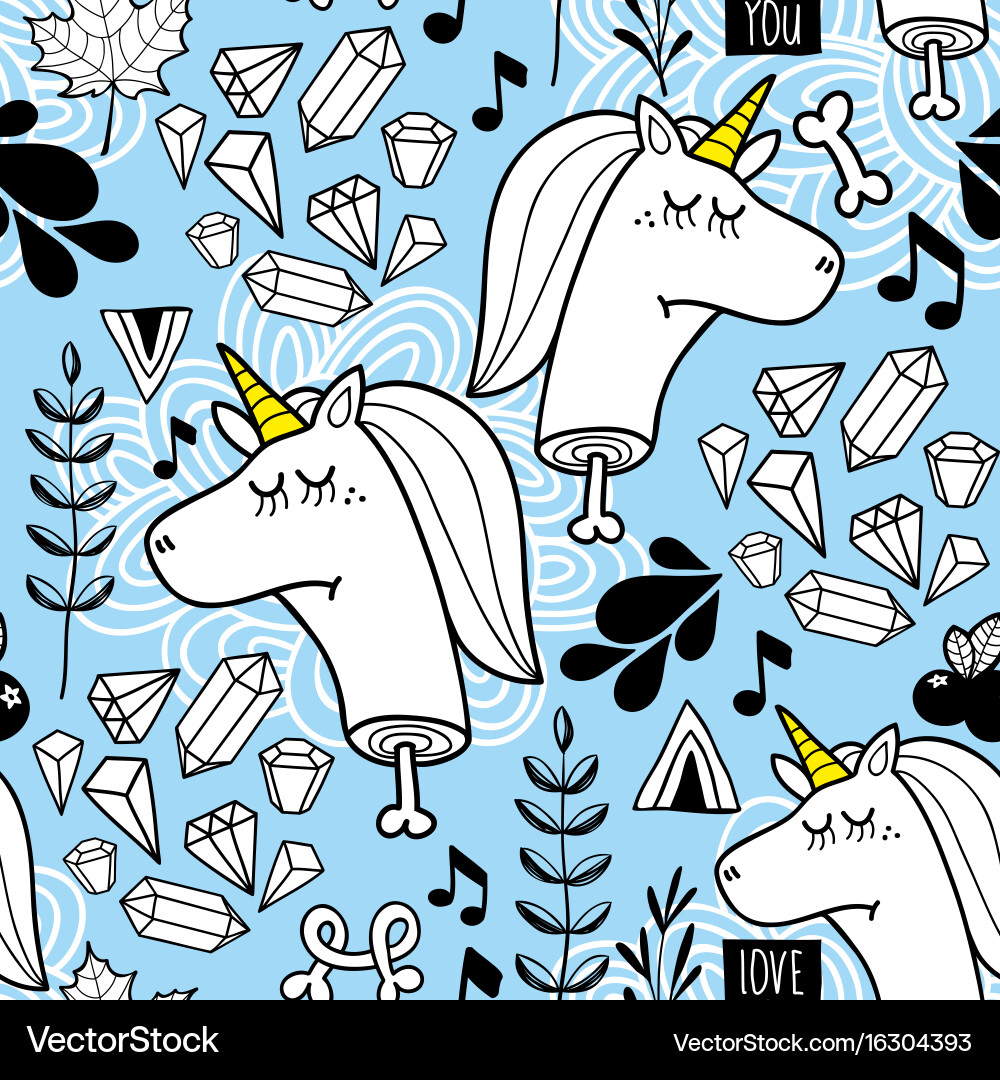 Endless background with heads of unicorn Vector Image