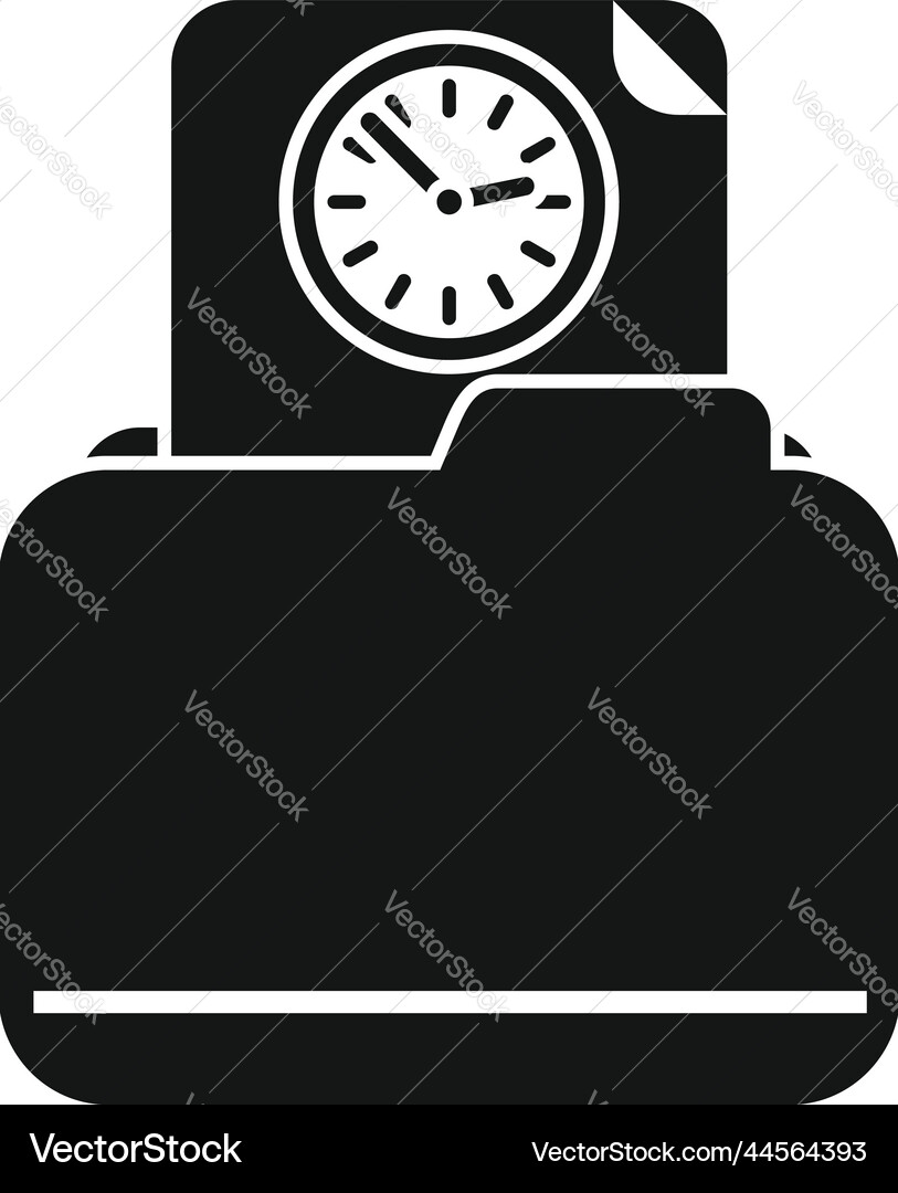 Folder clock icon simple work control Folder clock icon simple work control vector image