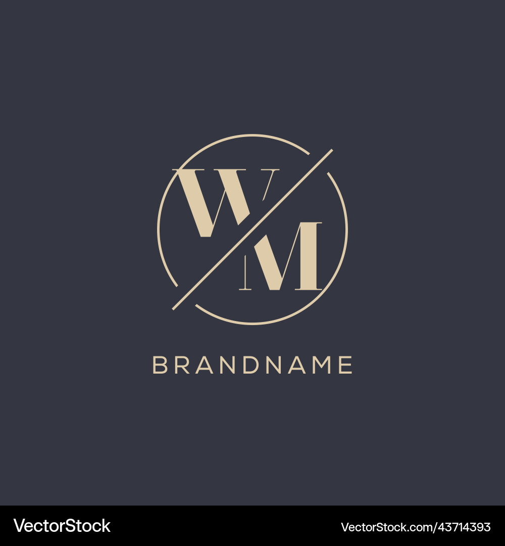 Initial letter wm logo with simple circle line Vector Image