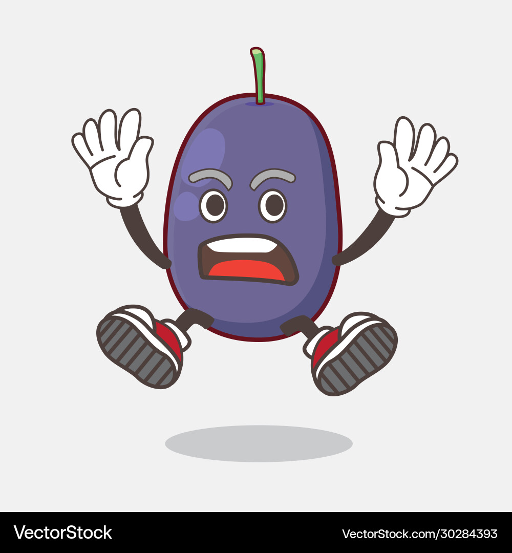 Java plum cartoon mascot character with shocking Vector Image
