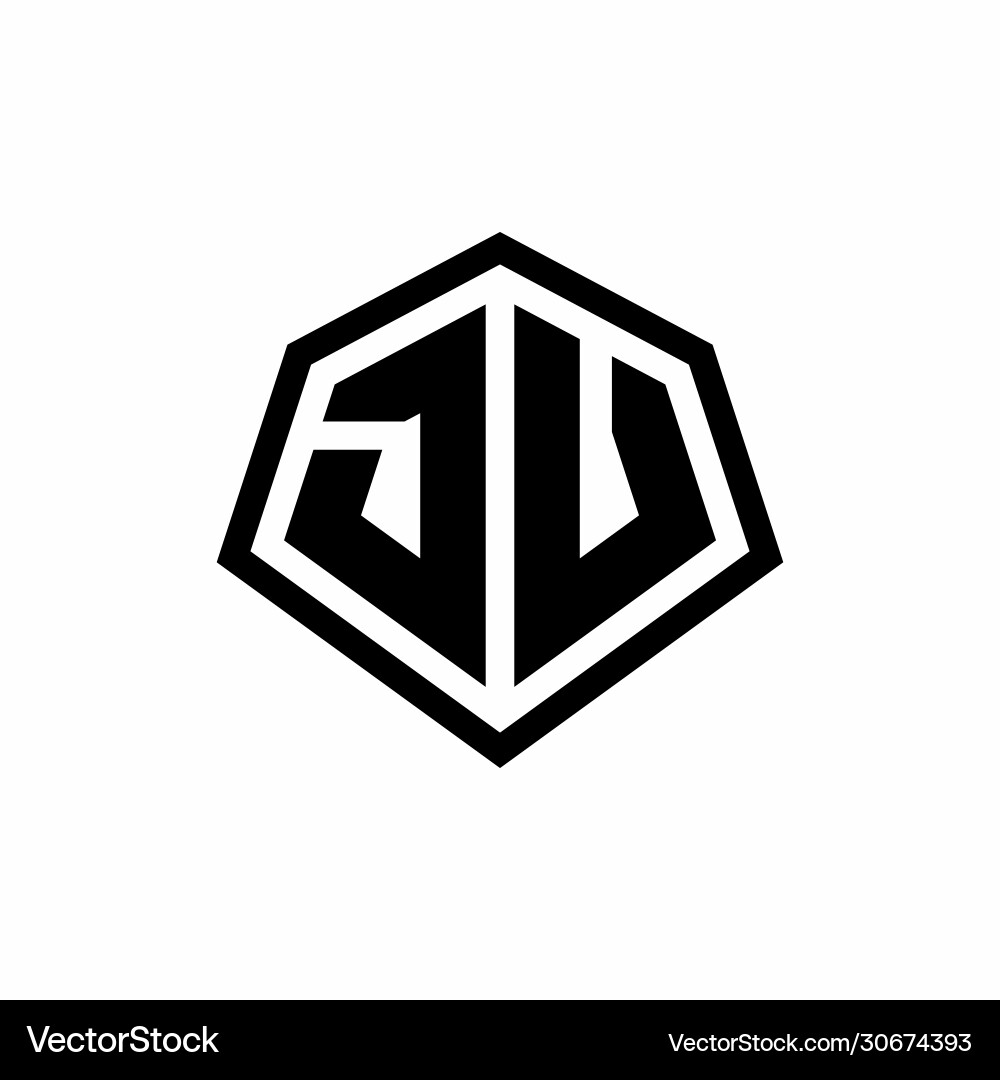 Jv monogram logo with hexagon shape and line vector image