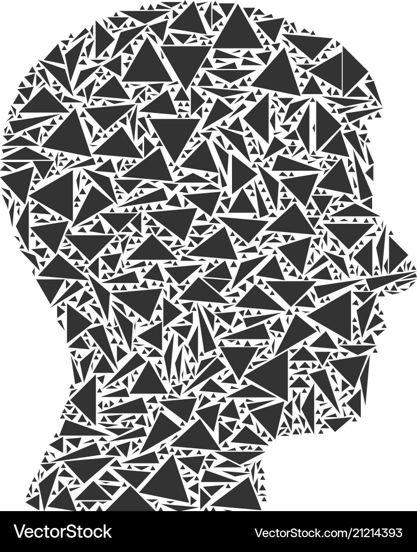 Man head profile mosaic of triangles Man head profile mosaic of triangles vector image