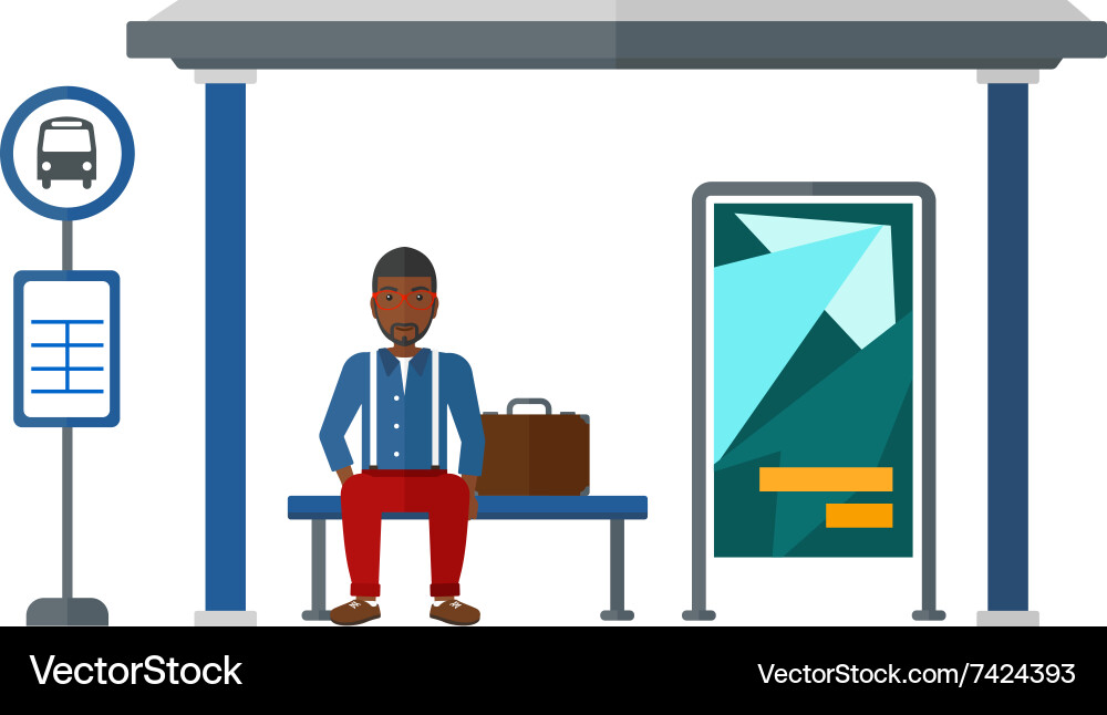 Man waiting for bus vector image