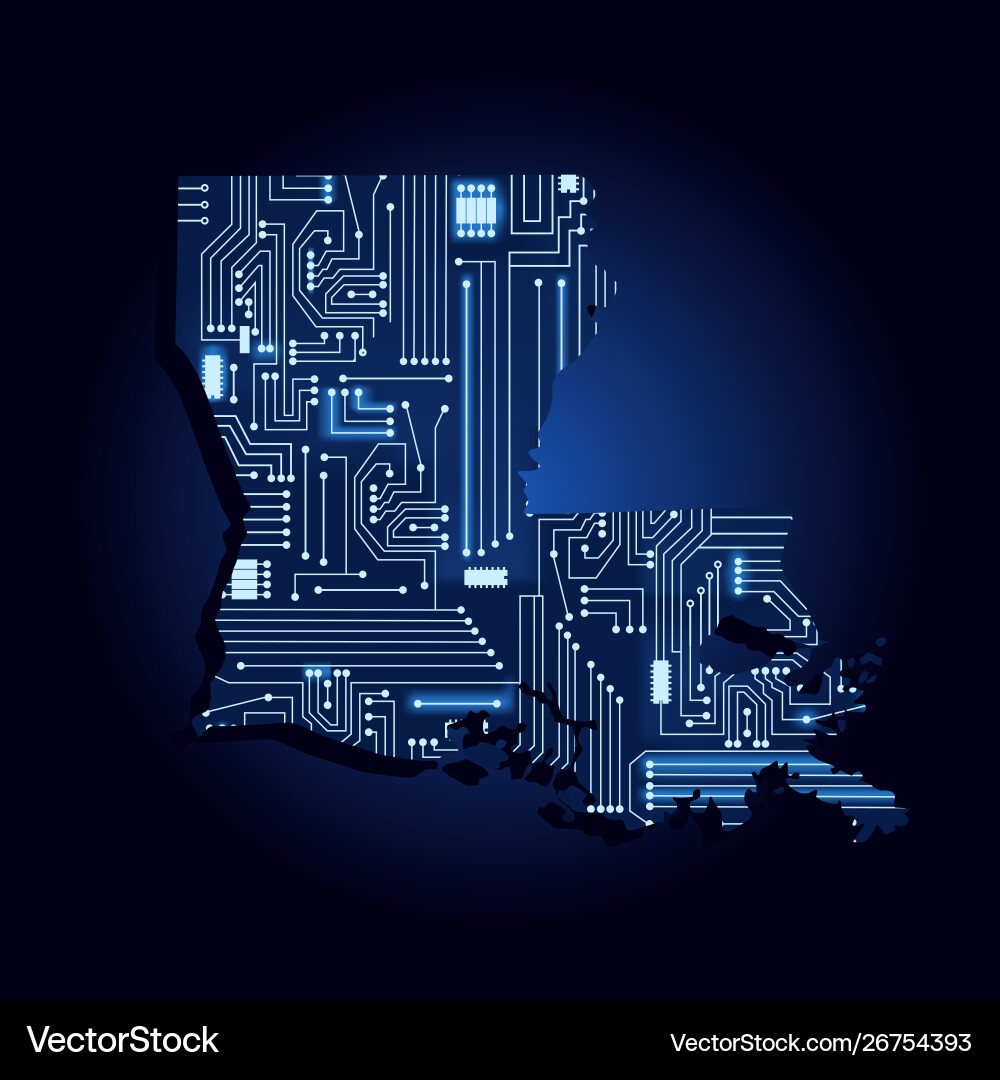 Map louisiana with electronic circuit Map louisiana with electronic circuit vector image